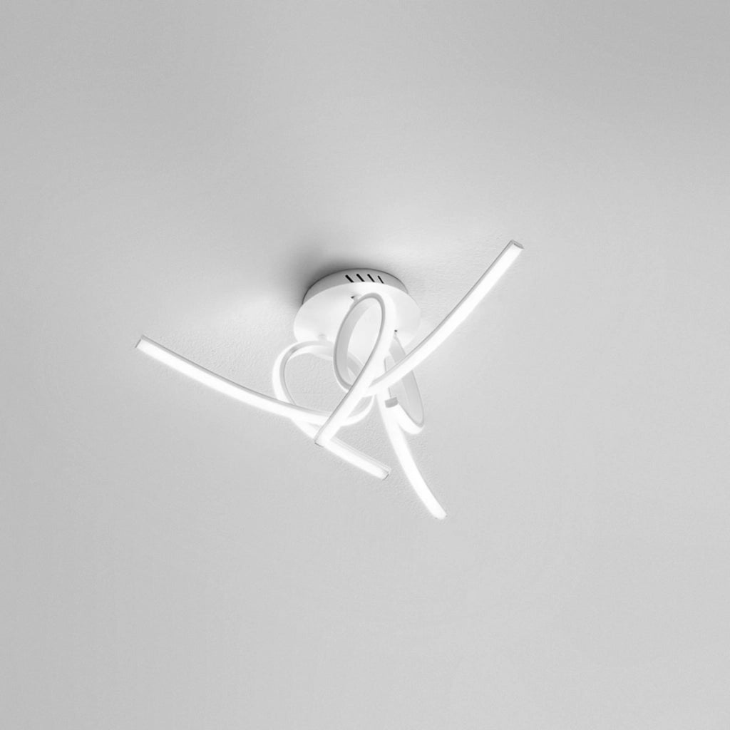 Plafoniera led moderna Tosca 45W 2500lm luce calda 4000K, alluminio bianco satinato, diffusore opale, IP20, design artistico