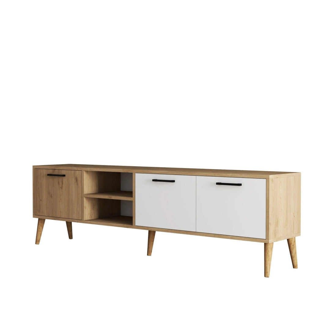 Porta TV in legno "Exxen" - 180 x 35 x 53 cm - Bianco
