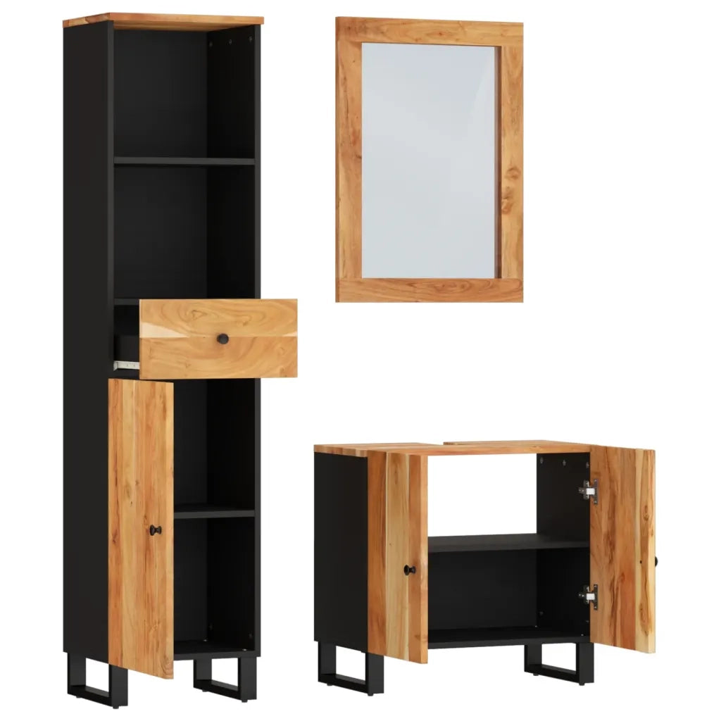 Set Mobili da Bagno 3pz in Legno Massello di Acacia 3200638