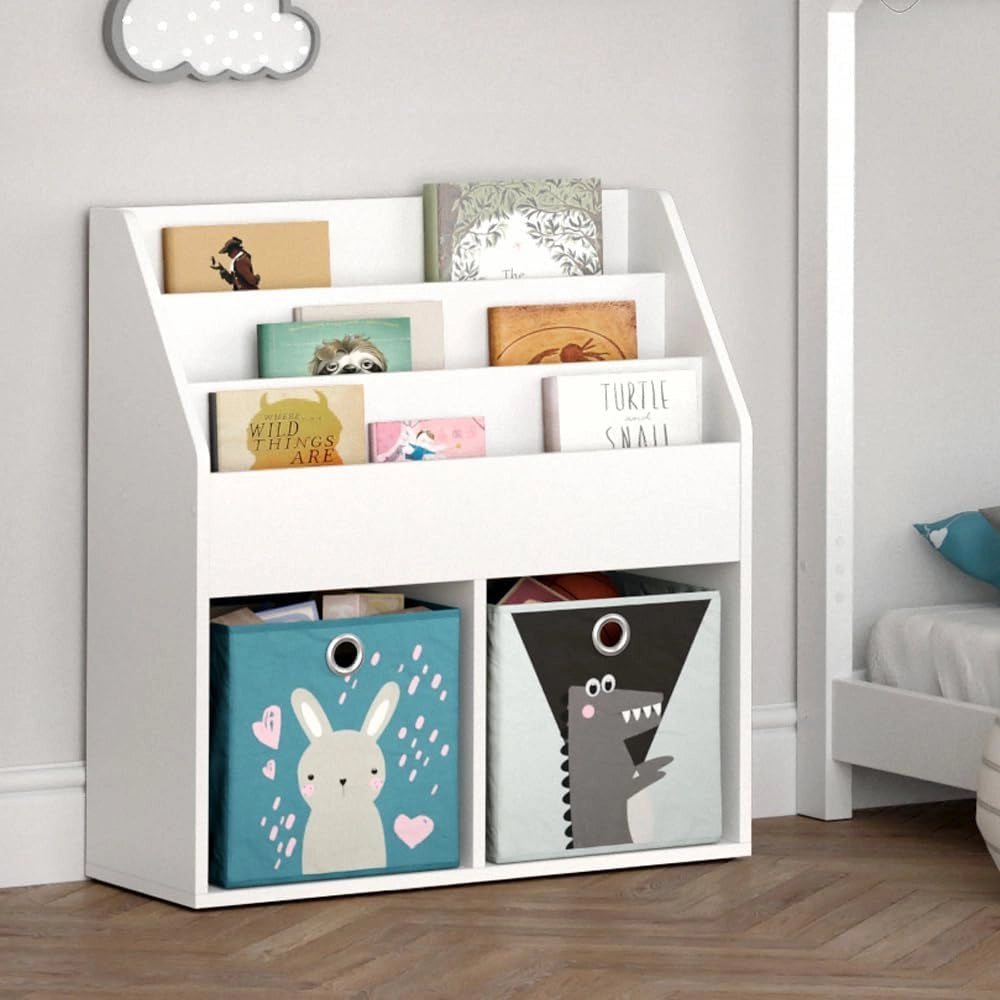 Libreria bambini Luigi, Bianco, 72 x 79 cm Senza box pieghevole, combinabile per riporre libri e giocattoli