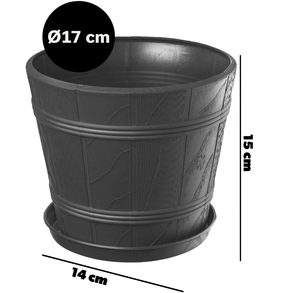 Vaso da fiori KADAX con supporto, coperchio rotondo, 17 cm, plastica, grafite