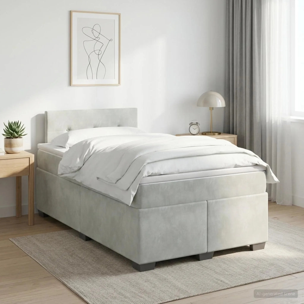 Letto box spring con materasso Grigio Chiaro 120 x 200 cm 3450692