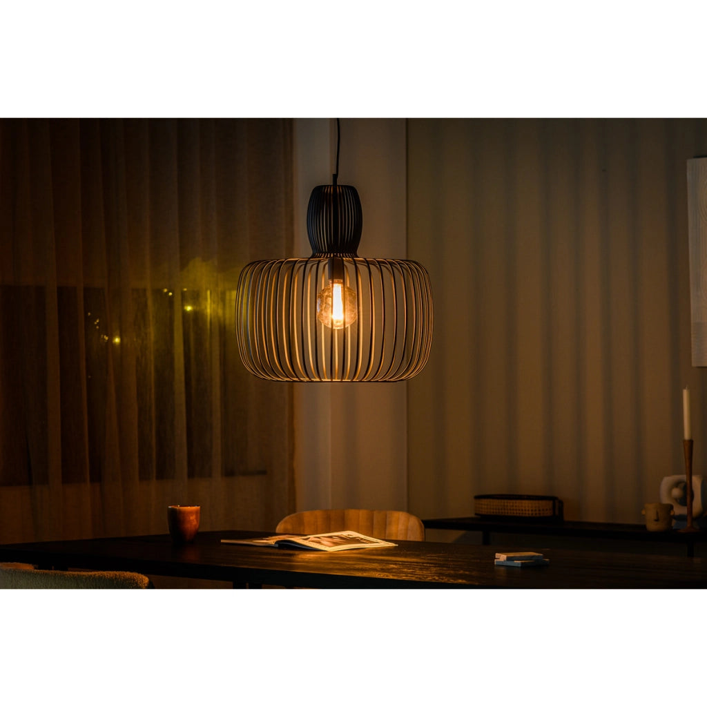 Lampada a sospensione H340 nera a gabbia in metallo, 55 cm