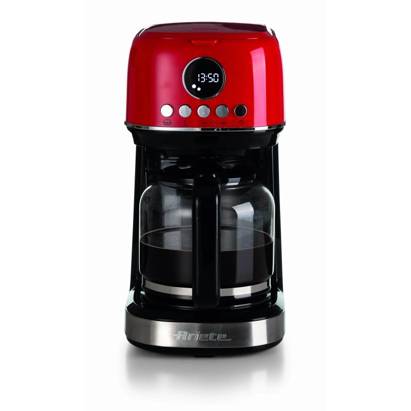 Macchina da caffè con filtro Moderna 15 tazze, base riscaldante, display LCD - Rosso