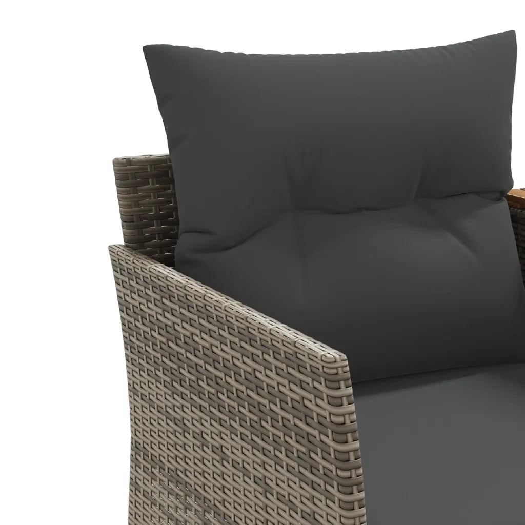 Divano da Giardino 2 Posti con Sgabelli-Sofa da Giardino-Divano da esterno Grigio in Polyrattan 427169