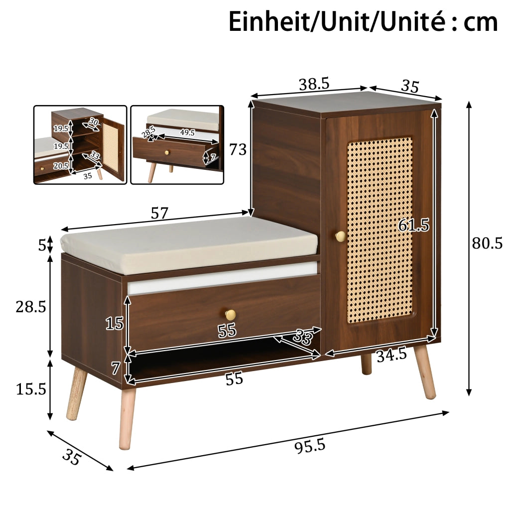 Scarpiera con Panca e Cuscino ¨C Xylo ¨C Rattan, Cassetti, Ante, Ripiani, Ingresso