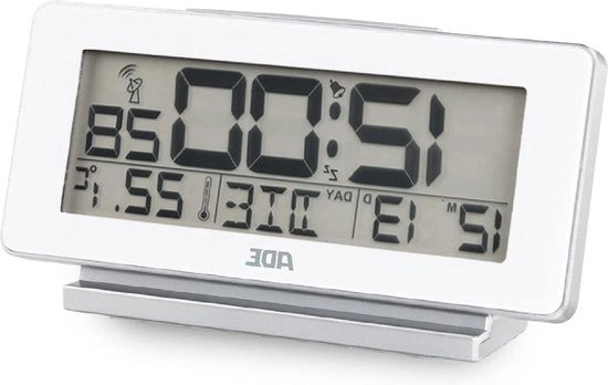 Radio sveglia digitale - orologio da tavolo con visualizzazione temperatura e illuminazione - funzione sonno - molto leggibile - display grande - bianco