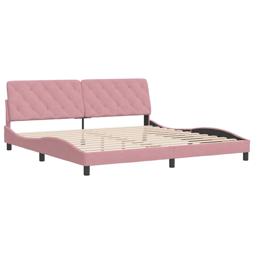 Giroletto senza Materasso-Struttura Letto Rosa 200x200 cm in Velluto