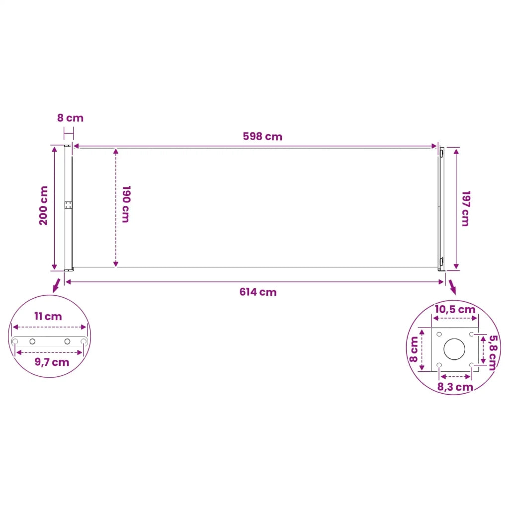 Tenda da Sole | Tenda laterale retrattile Tortora 600 x 200 cm Poliestere