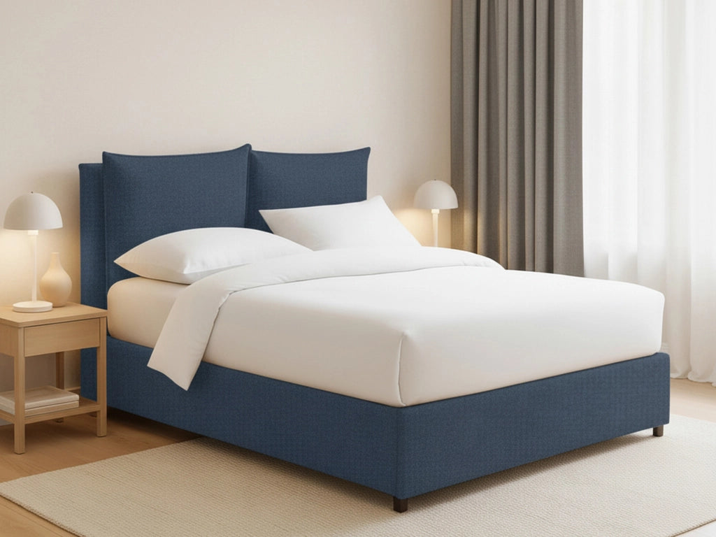 Falmouth, Letto Piazza e Mezza Sfoderabile Made in Italy, blu