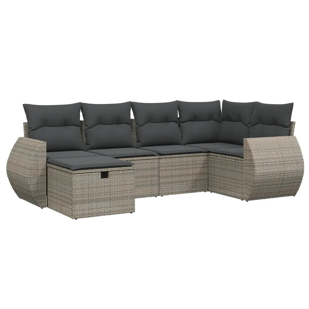 Set Divano da Giardino 6 pz con Cuscini Grigio in Polyrattancod mxl 115467
