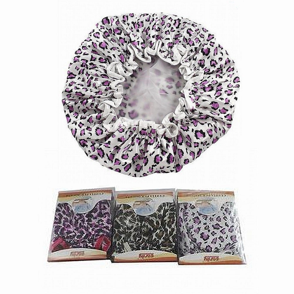 Trade Shop - Set 2 Pz Cuffia Doccia Bagno Elastico Fantasia Animalier Protegge Capelli 10041 -