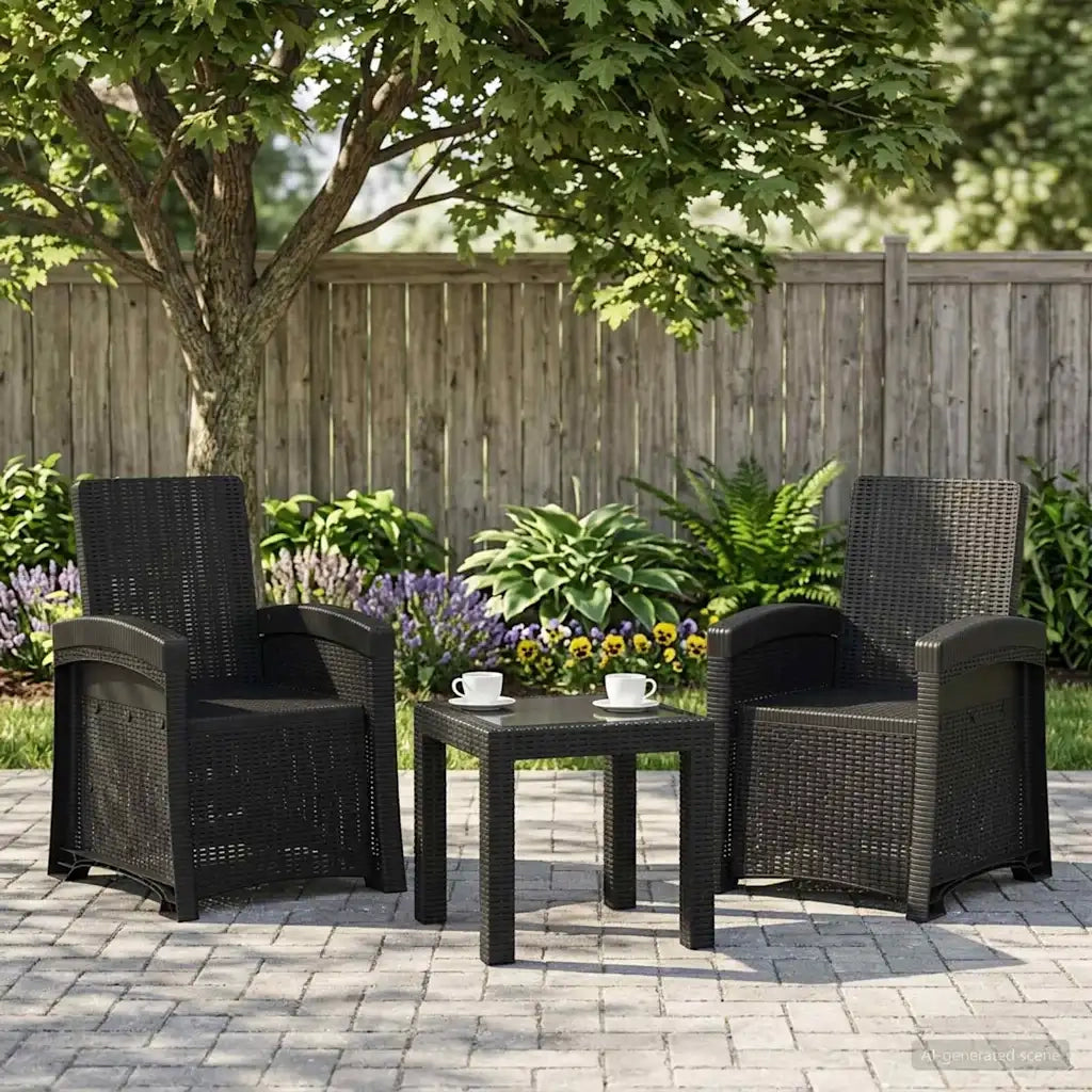 Sedia da giardino reclinabile effetto rattan 2 pcs Antracite PP 8011996