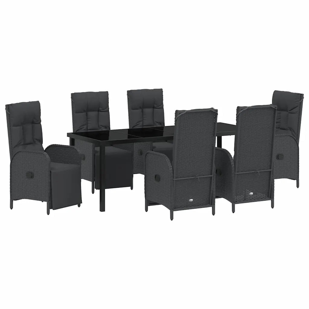 Set da Pranzo per Giardino con cuscino 7 pcs Nero polyrattan 3380125