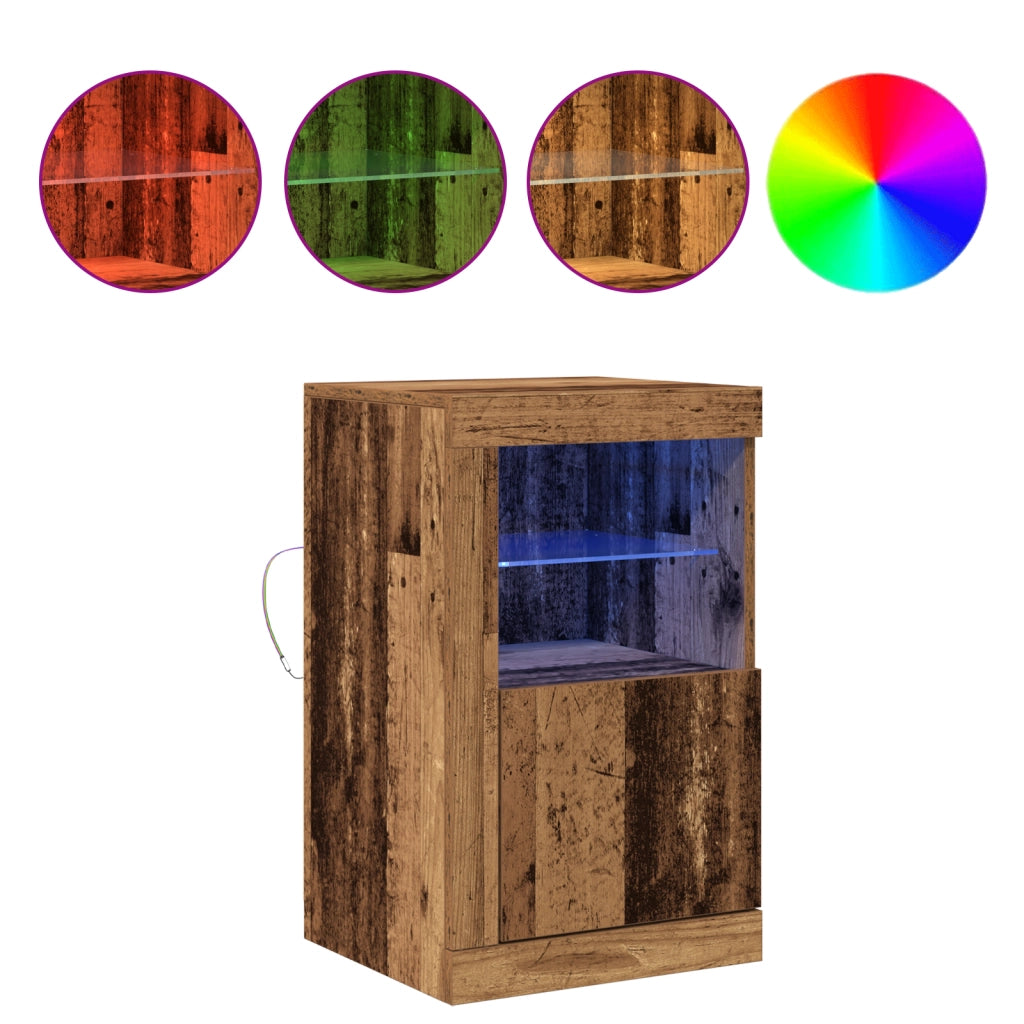 Sideboard  con luci LED in legno vecchio 41x37x67 cm