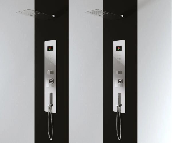 Kit doccia a 4 vie con idromassaggio e cascata acciaio inox da incasso fornito completo