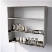 Pensile Scolapiatti H 90X L 90X P 33 Completo Di Scolapiatti In Acciaio Inox. Spedizione In Kit In Colore Cemento