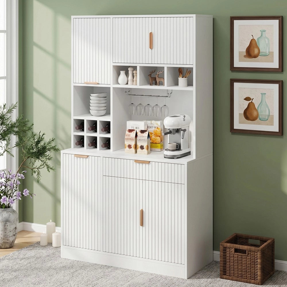 Mobile Credenza Sala da Pranzo ¨C Minimal ¨C Bianco con Ripiani 100x40x175cm