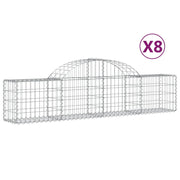 Set di 8 gabbioni ad arco per recinzione gabbia o muro di contenimento 200 x 30 x 40/60 cm ferro zincato argento 02_0041164