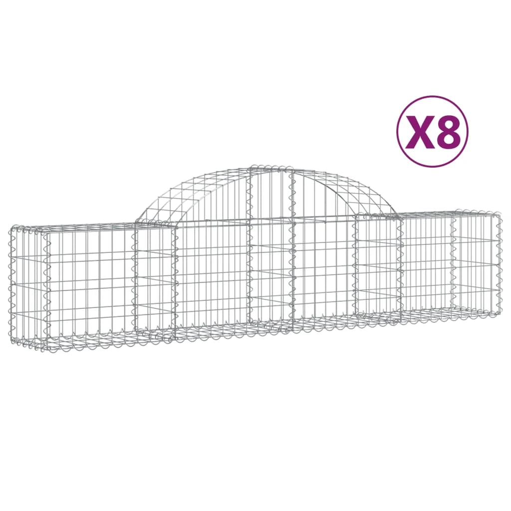 Set di 8 gabbioni ad arco per recinzione gabbia o muro di contenimento 200 x 30 x 40/60 cm ferro zincato argento 02_0041164