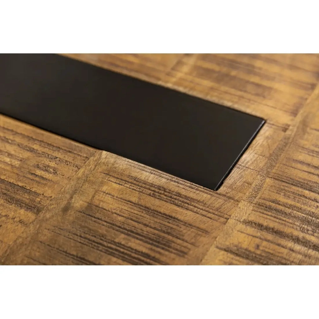 Tavolino basso LODEN 100 cm in legno massiccio di mango e metallo nero - design industriale