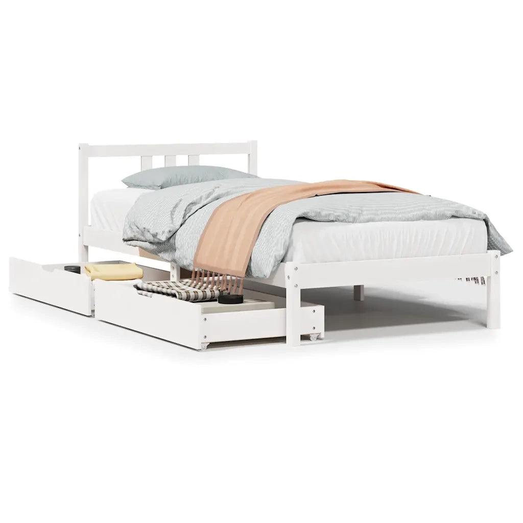 Letto senza Materasso Bianco 90x200 cm Legno Massello di Pino