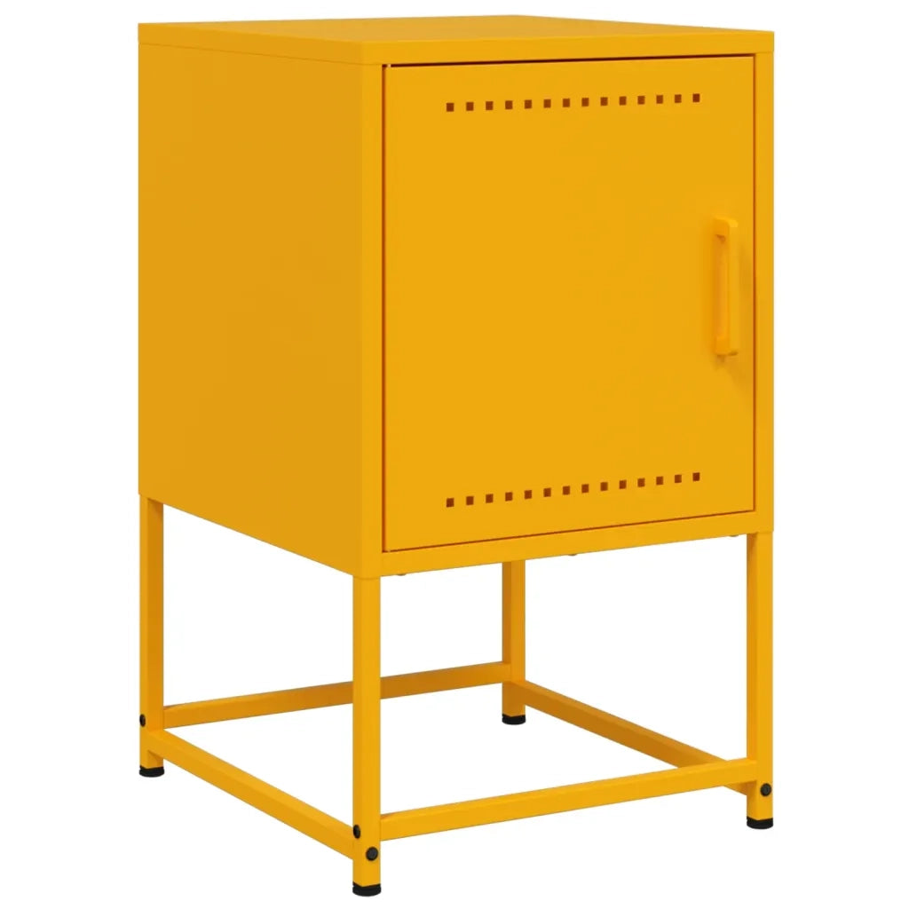 Comodini 2 pz-Set di 2 Tavolino da notte Giallo Senape 36x39x60,5 cm in Acciaio 370960