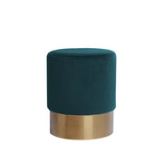 Pouf contenitore Nano in velluto verde petrolio e base oro