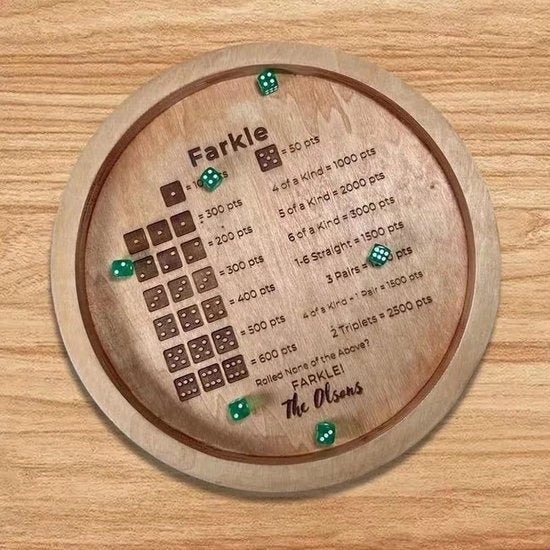 Scacchiera da Gioco in Legno - 6 Dadi in Legno - Tasca di Riposo - Gioco di Società per la Famiglia - Notte di Gioco - Abilità Matematiche Migliorate