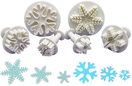 Set di 6 stampi per biscotti in pasta di zucchero, stampi per biscotti a forma di neve, stampi per biscotti a forma di fiocco di neve, matita per stampare, set di decorazioni per torte, biscotti, gelato di cioccolato