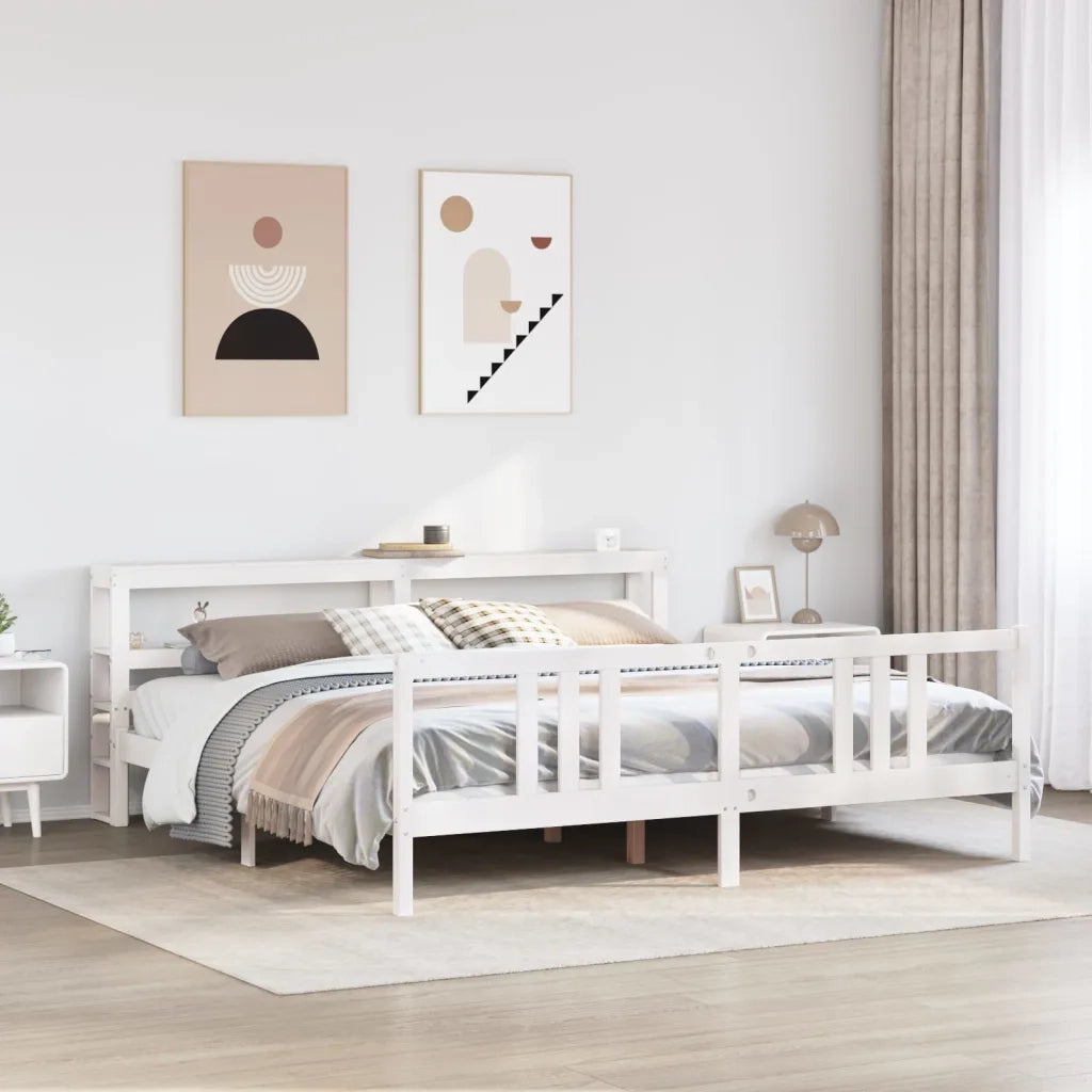 Giroletto con Testiera senza Materasso Bianco 200x200 cm