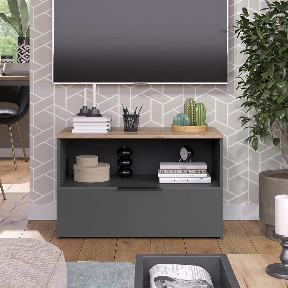 Credenza Wido, Antracite/Sonoma, 80 x 50 cm con 1 scomparto chiuso
