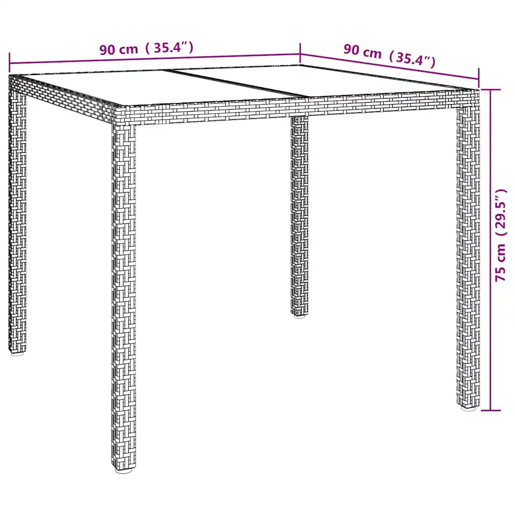 Tavolo da Giardino Grigio 90 x 90 x 75 cm polyrattan 362534