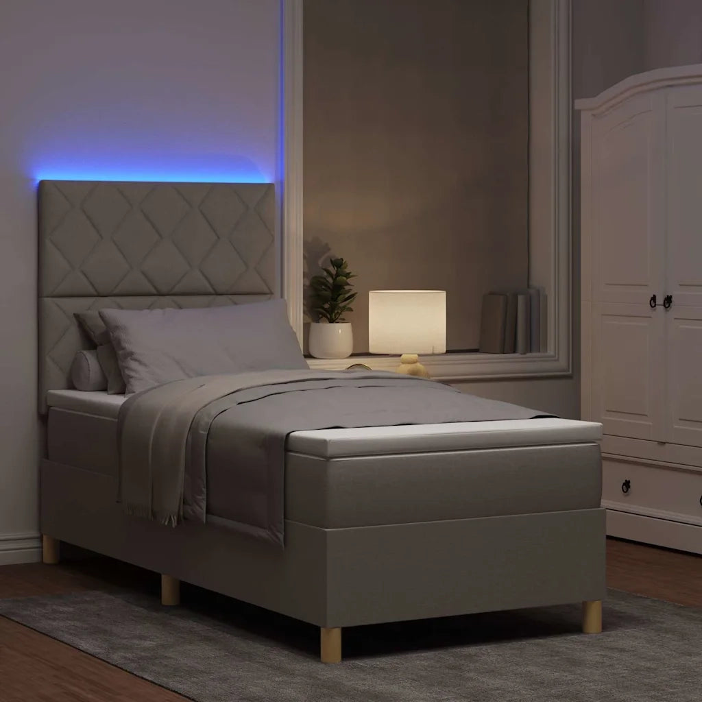 Letto a Sorgente LED con materasso Talpa 90 x 190 cm Tessuto 3343142