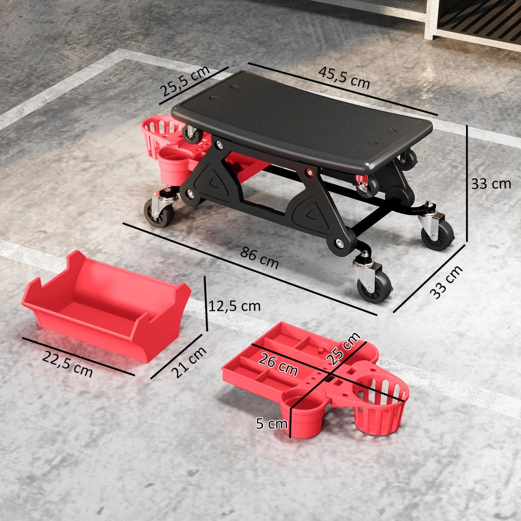 Sgabello da officina con ruote girevoli 360¡ã ¨C Xylo ¨C rosso, 135 kg, 86x33x33cm