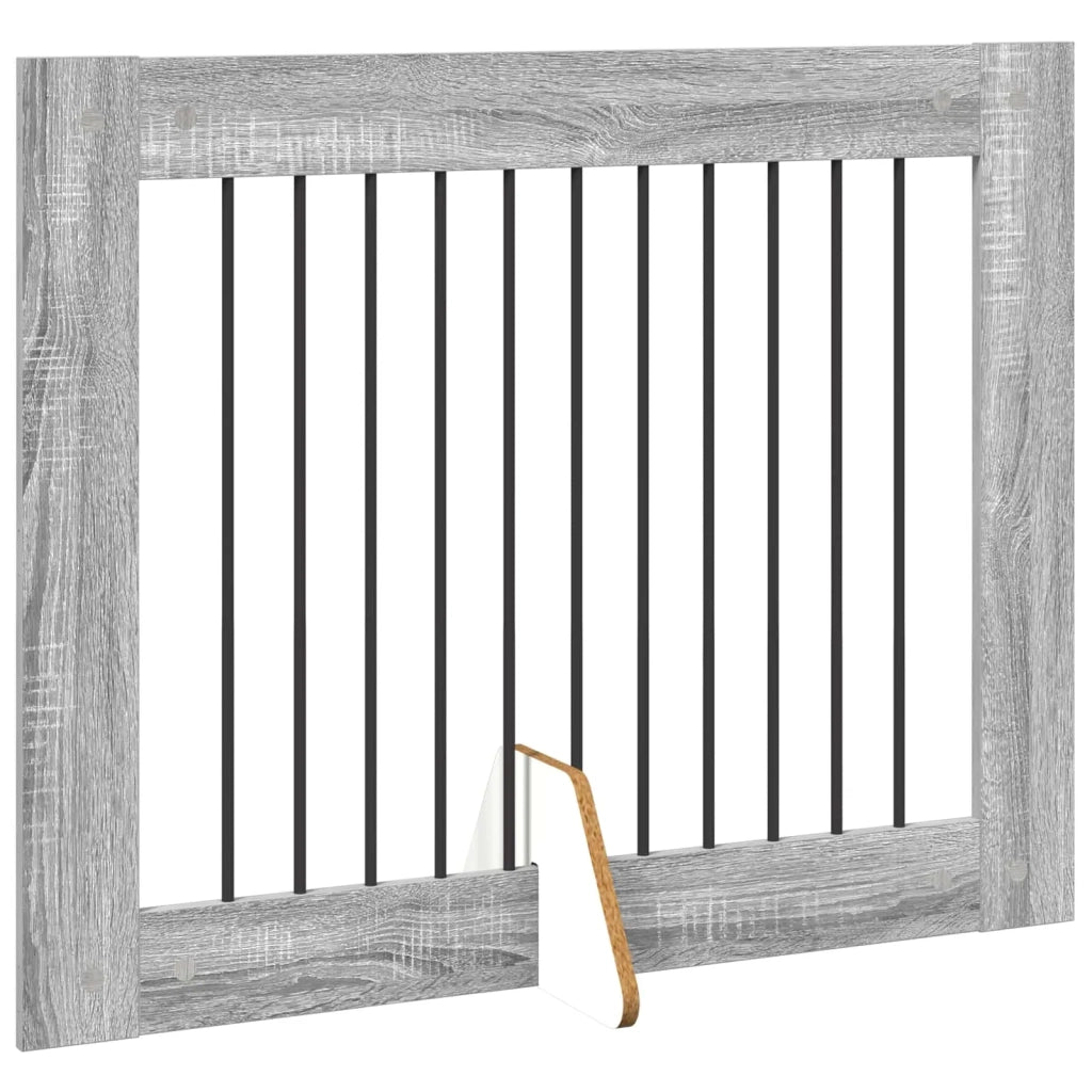 Cancello per cani con supporti 4 pz Grigio Sonoma 100 x 80 cm CFW7263498