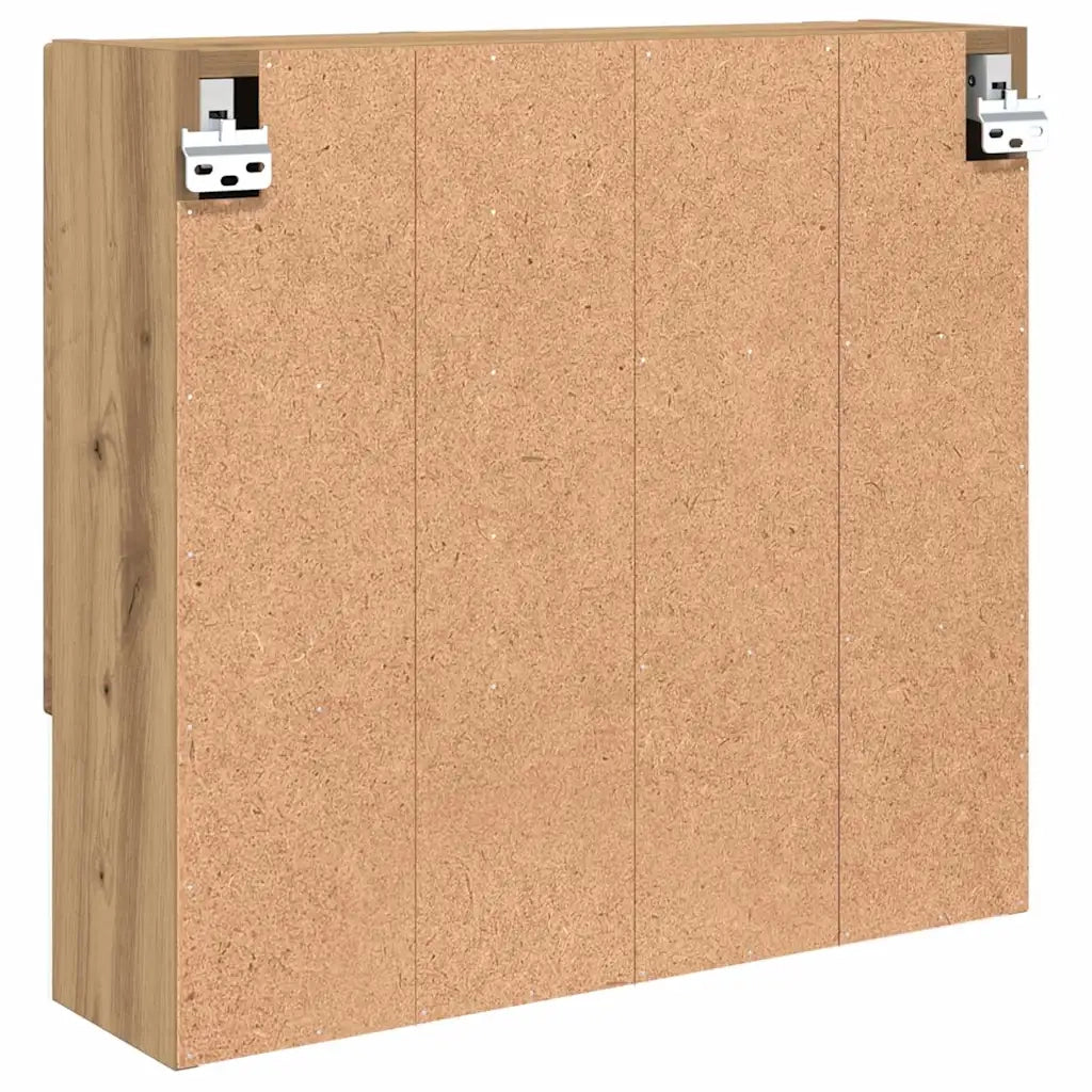 Mobiletto per specchio-Mensola con Specchio Rovere artigianale 59 x 17 x 55 cm
