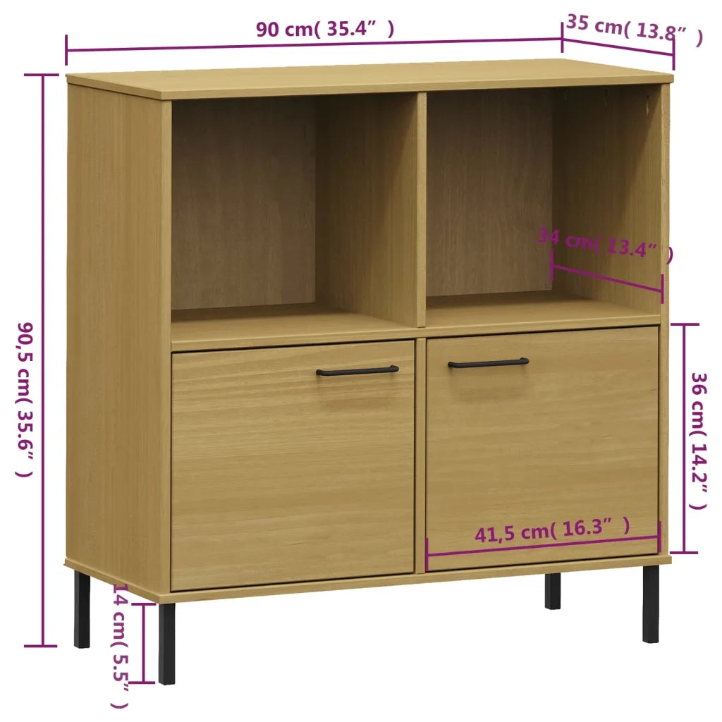 Libreria con Gambe-Scaffale per Libri-Mobile di Stoccaggio Metallo Marrone 90x35x90,5 cm Massello OSLO