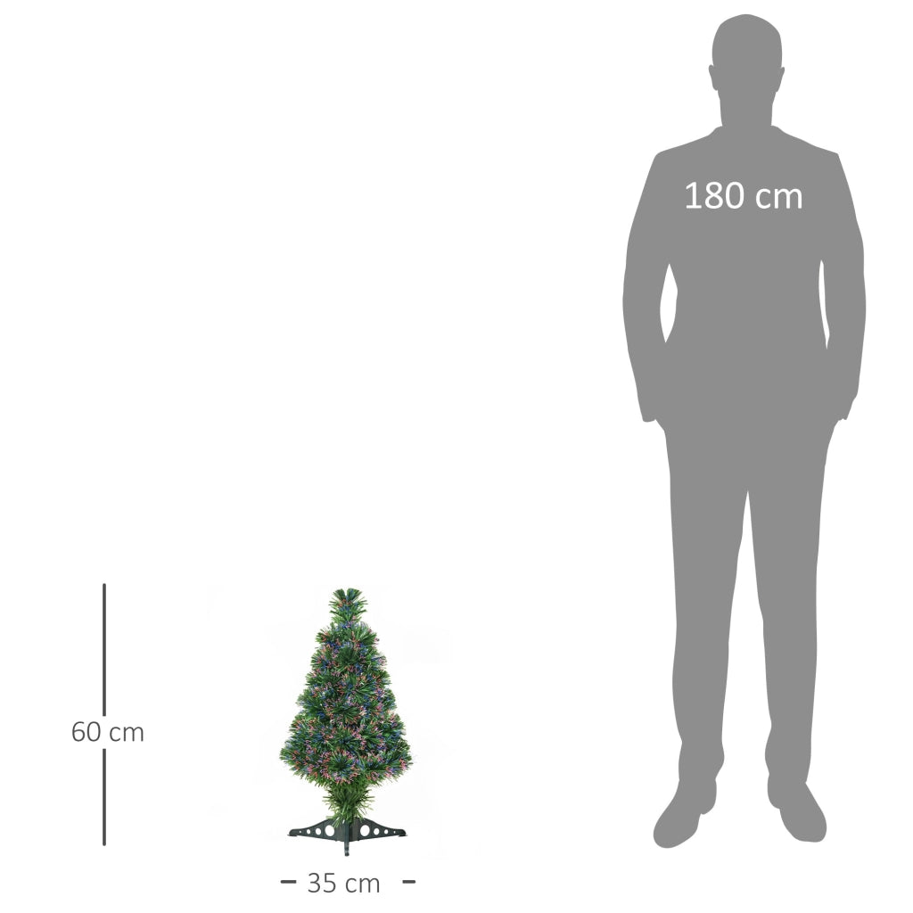 Albero di Natale Artificiale 60 cm 55 Rami con Fibra Ottica Verde