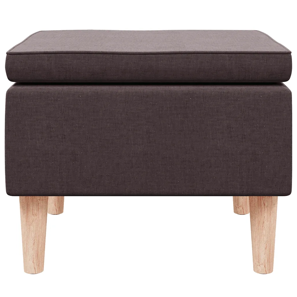 Poggiapiedi con Gambe in Legno Marrone Scuro in Tessuto 329451