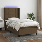 Letto a Molle Materasso e LED Marrone Scuro 80x200cm in Tessuto 3138272