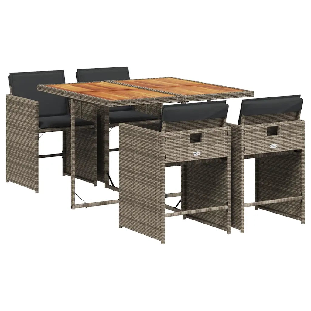 Set da Pranzo da Giardino 5 pz con Cuscini in Polyrattan Grigio 3211082