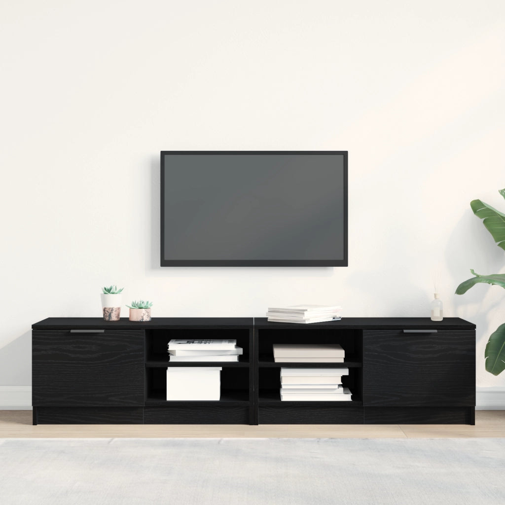 Mobile TV  2 pezzi Nero Rovere 80x35x36,5 cm Legno ingegnerizzato