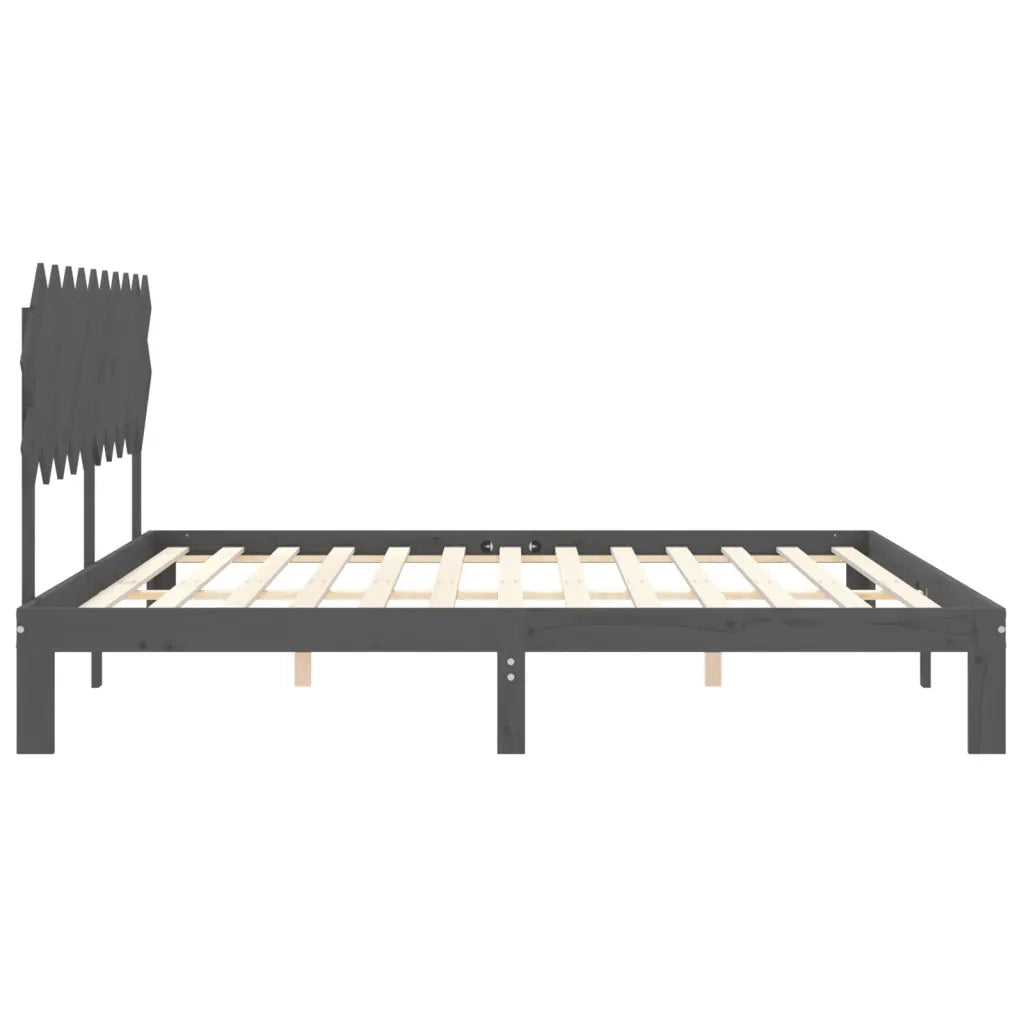 Letto matrimoniale | Letto per adulti | Giroletto con Testiera Grigio 200x200 cm in Legno Massello