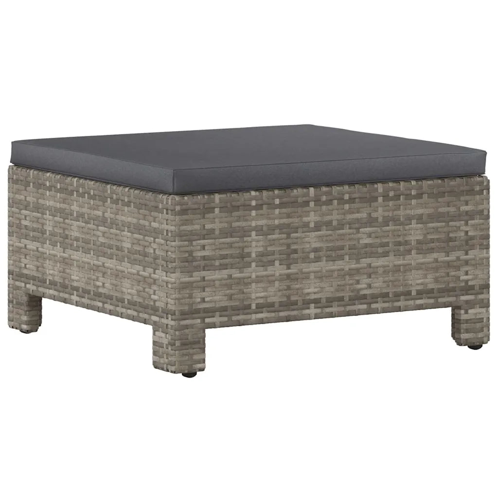 Poggiapiedi da giardino con cuscino grigio in polyrattan CFW2334129