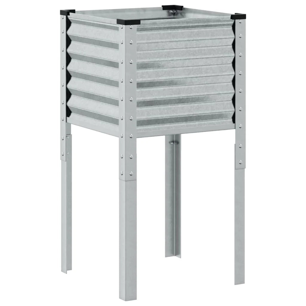 Fioriera rialzata per piante e fiori terrazza giardino 45 x 45 x 88 cm acciaio zincato argento 02_0037617