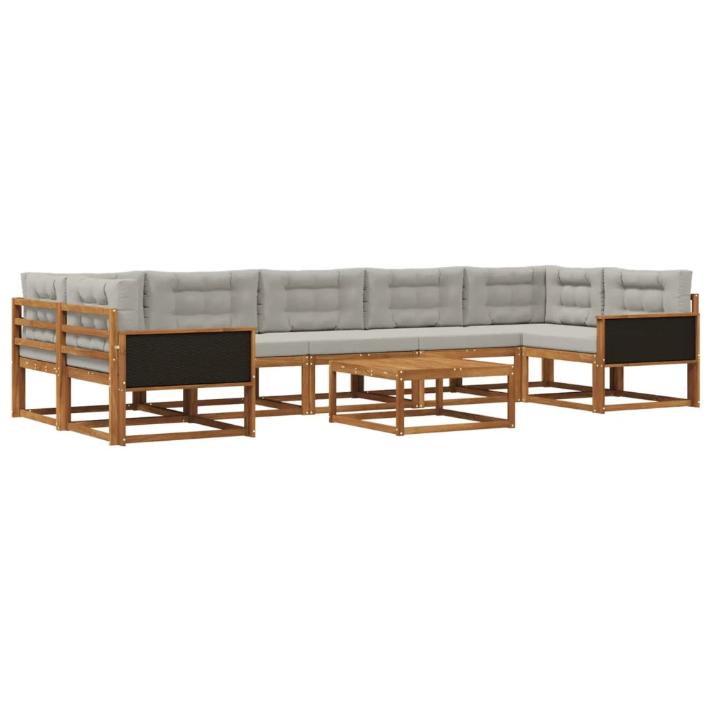 Set di divani da esterno 8 pcs Naturale e Grigio chiaro 3382414