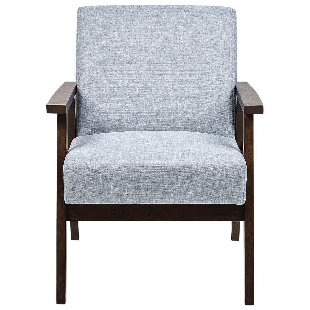 Poltrona grigio poliestere tappezzeria design retrò struttura in legno soggiorno