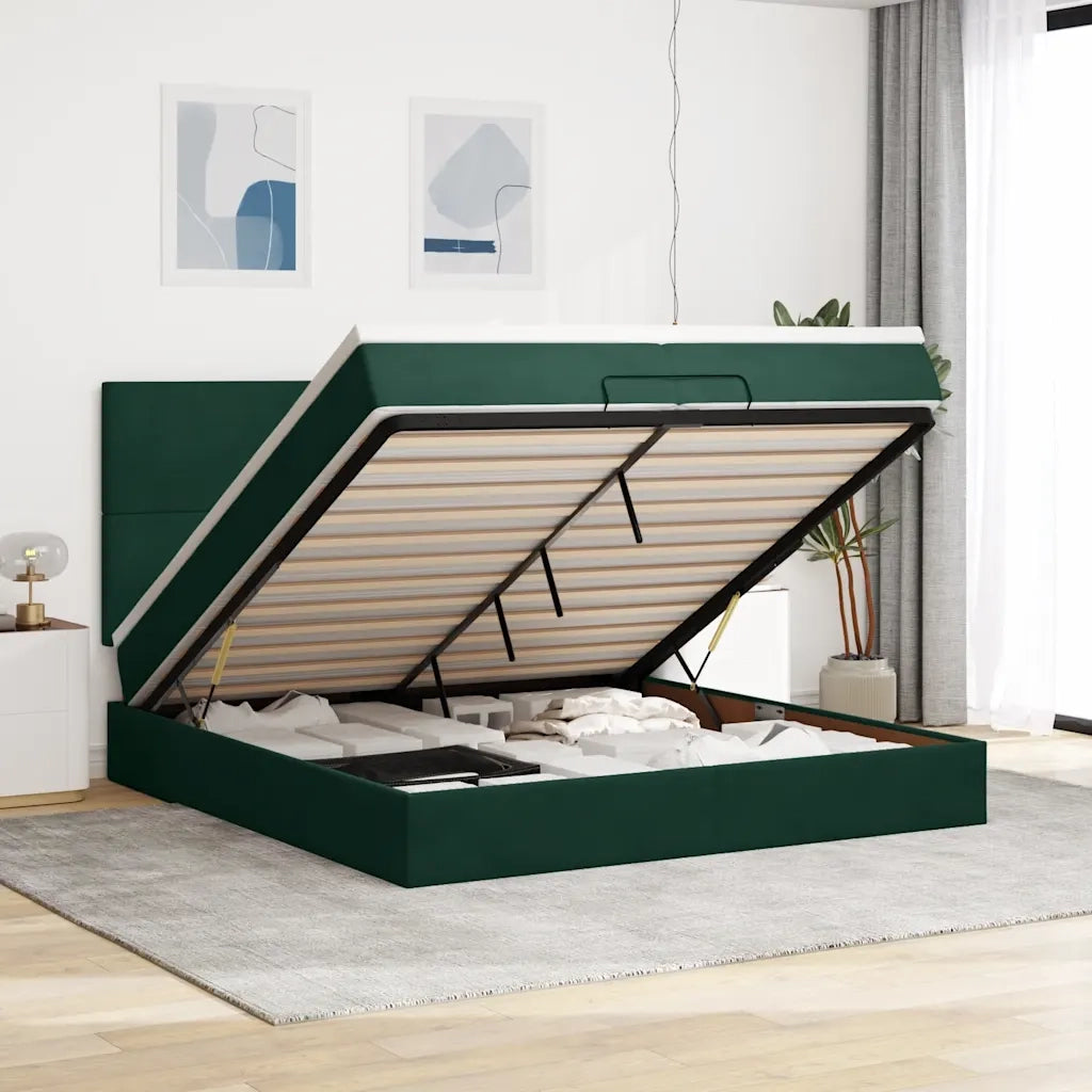 Struttura Letto Pouf con Materassi 200x200 cm Velluto 3314273
