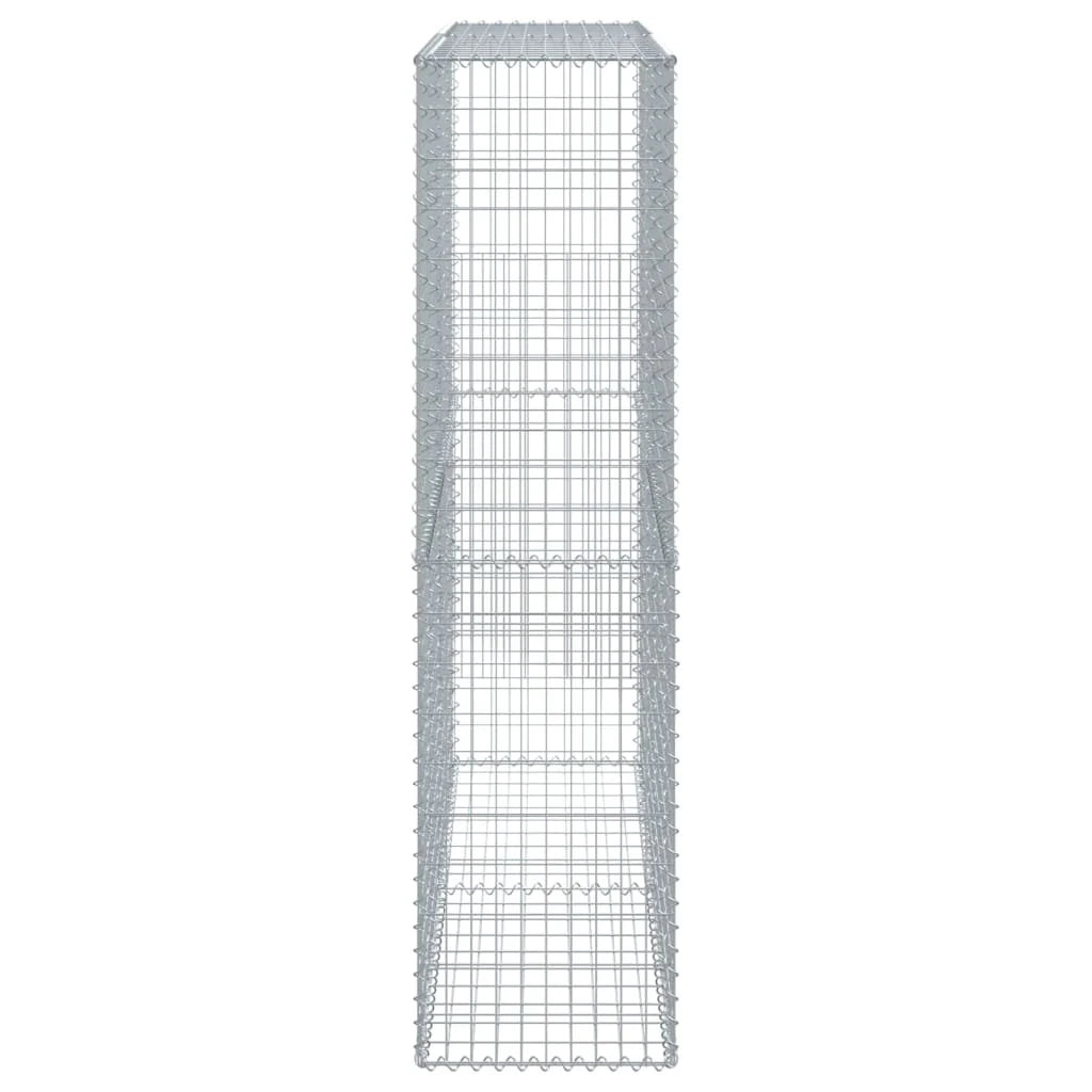 Gabbione recinto a gabbia muro di contenimento con coperchio 200 x 50 x 200 cm ferro zincato argento 02_0040145
